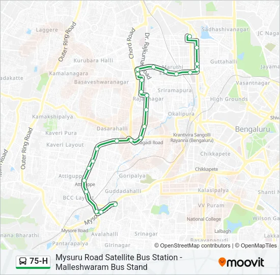 75-H Bus Line Map
