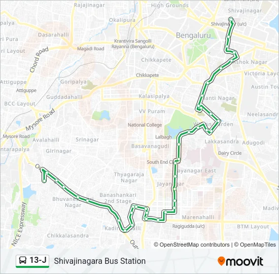 13-J Bus Line Map