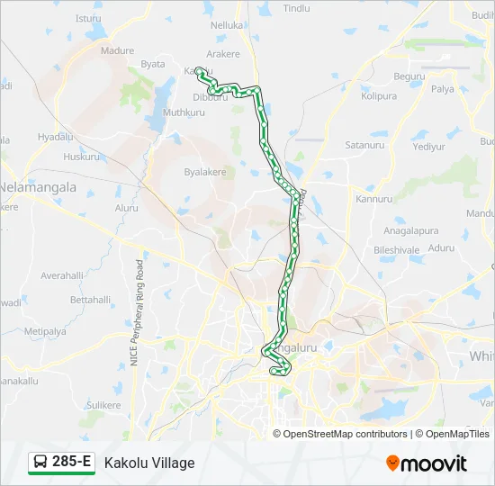 285-E Bus Line Map