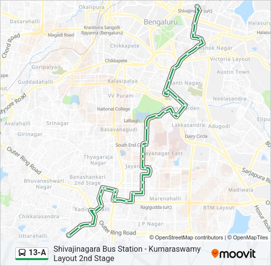 13-A Bus Line Map
