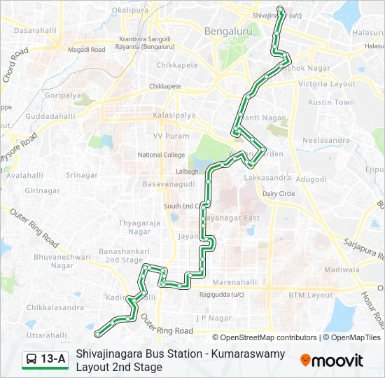 13-A Bus Line Map
