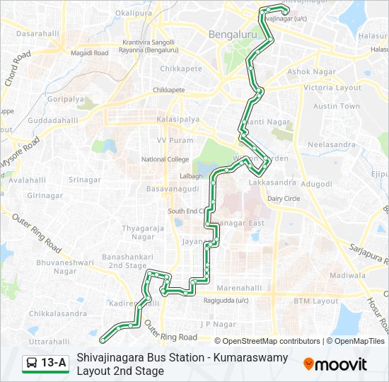 13-A Bus Line Map