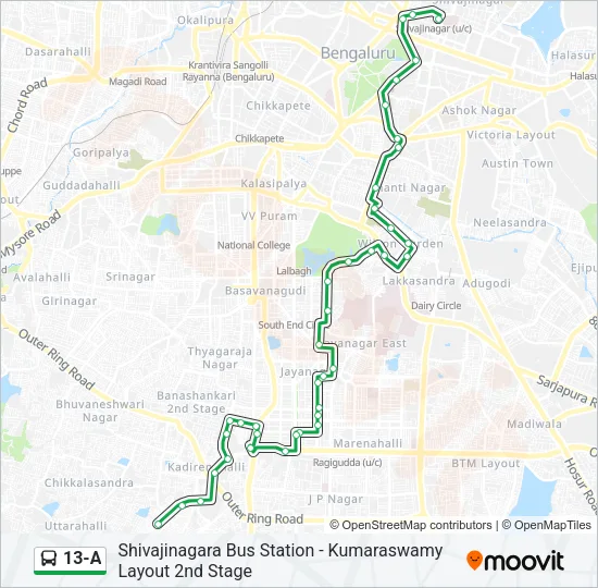 13-A Bus Line Map
