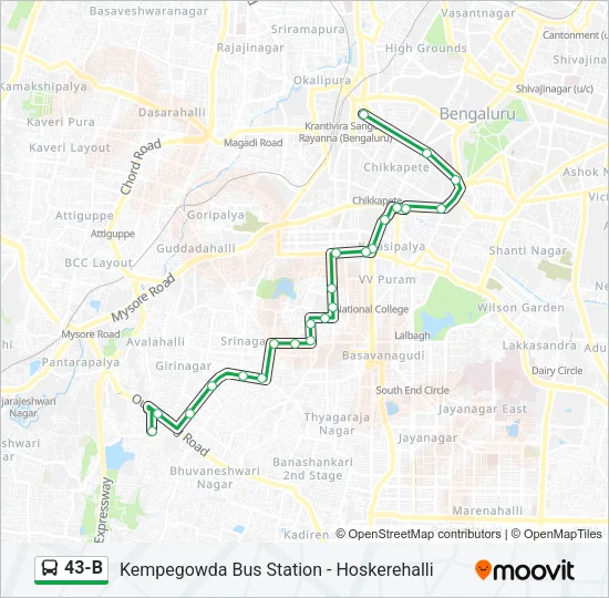 43-B Bus Line Map