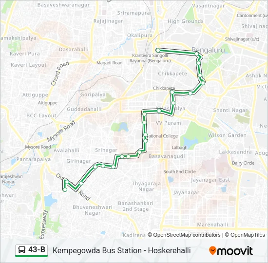 43-B Bus Line Map