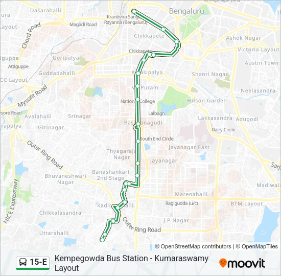 15-E Bus Line Map