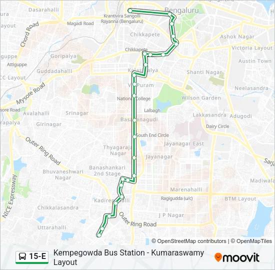 15-E Bus Line Map