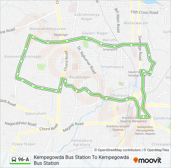 96-A Bus Line Map