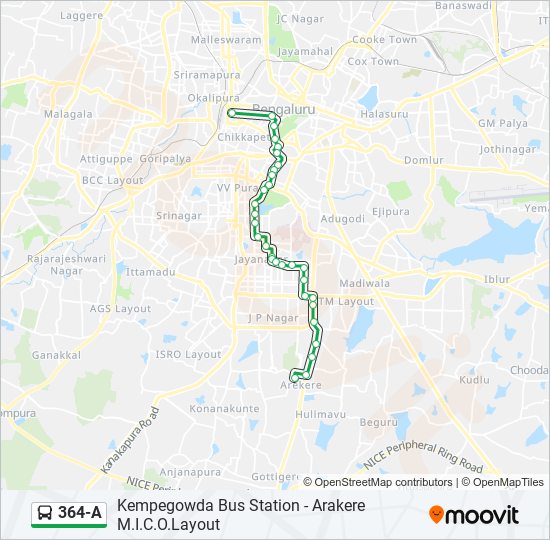 364-A bus Line Map