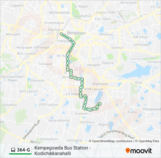 364-G Bus Line Map