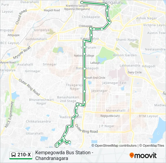 210-X Bus Line Map