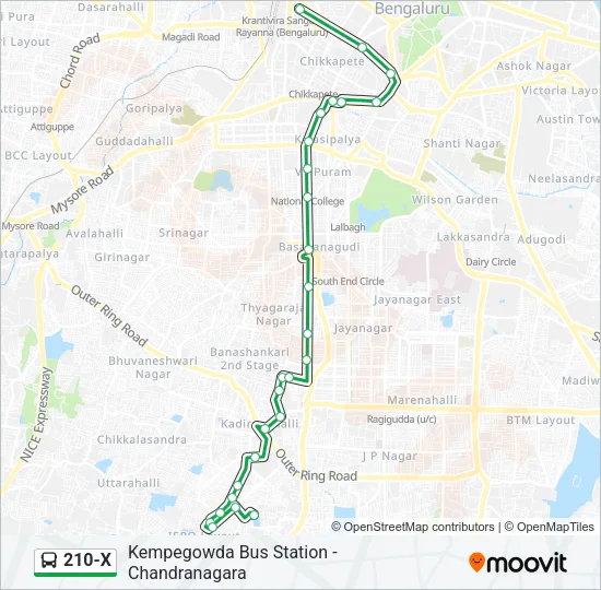 210-X Bus Line Map