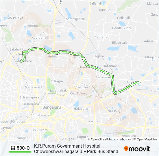 500-Q Bus Line Map