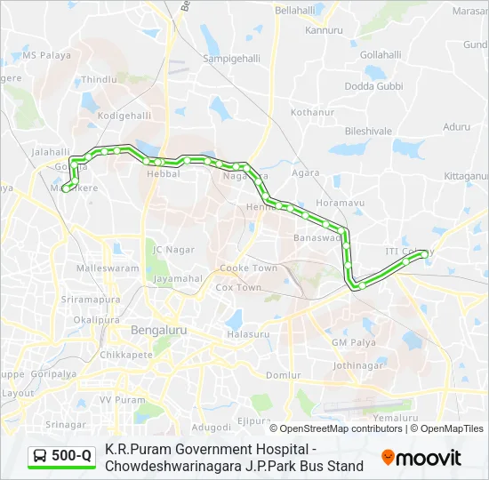 500-Q Bus Line Map