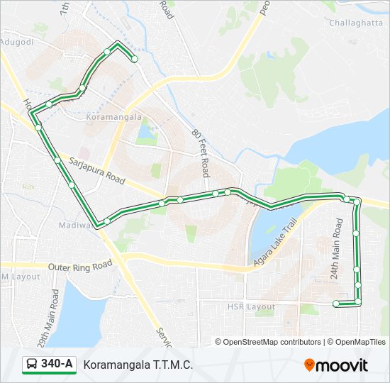 340-A bus Line Map