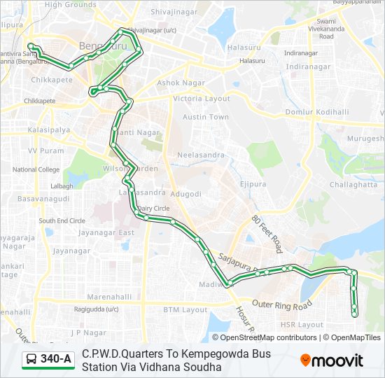 340-A bus Line Map