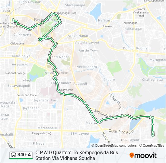 340-A Bus Line Map