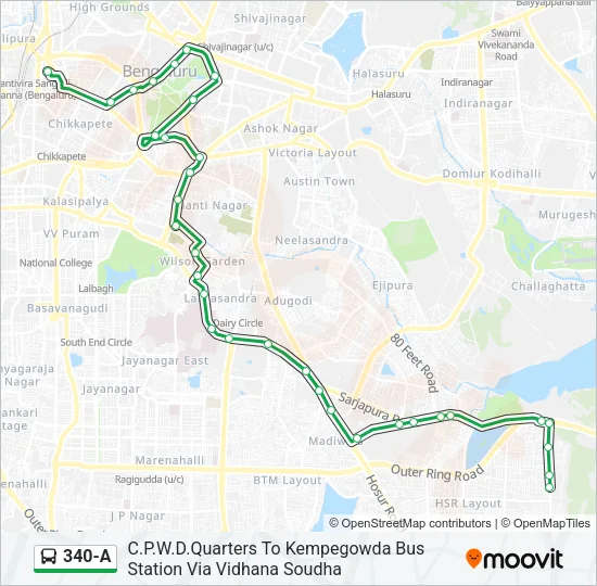 340-A Bus Line Map