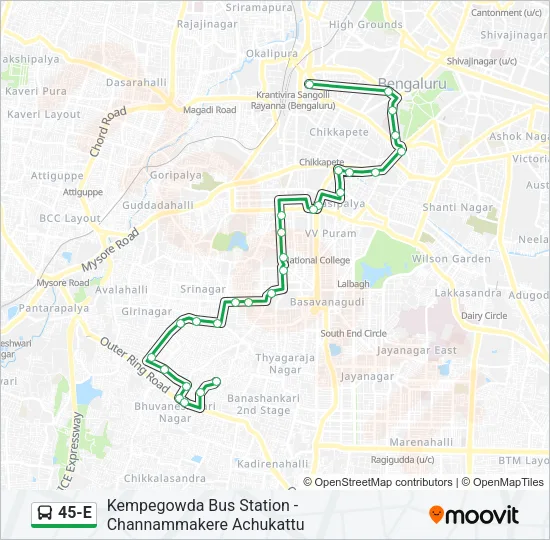 45-E Bus Line Map