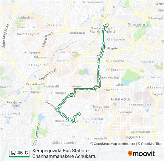 45-G Bus Line Map