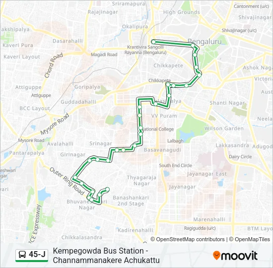 45-J Bus Line Map