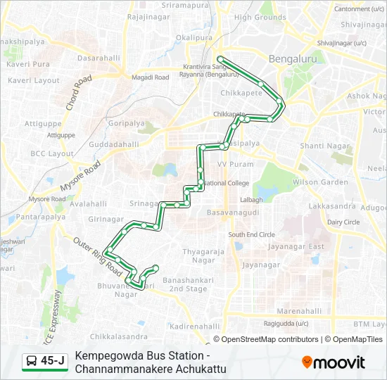45-J Bus Line Map