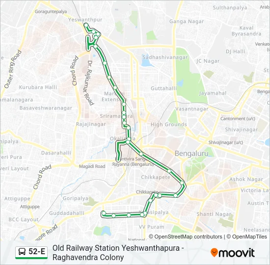 52-E Bus Line Map