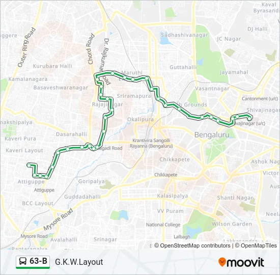 63-B Bus Line Map