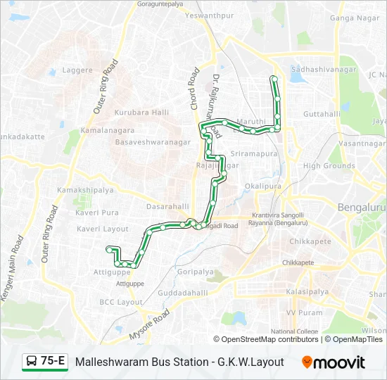 75-E Bus Line Map