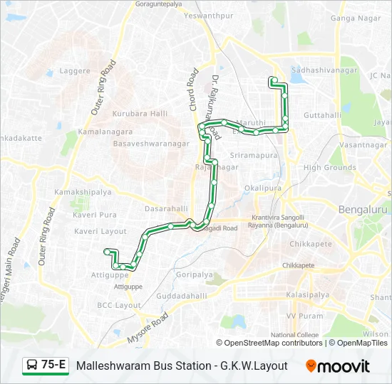 75-E Bus Line Map