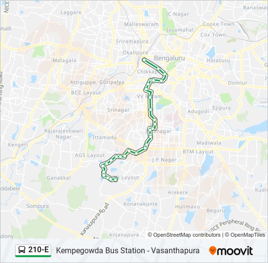 210-E bus Line Map