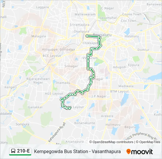 210-E Bus Line Map