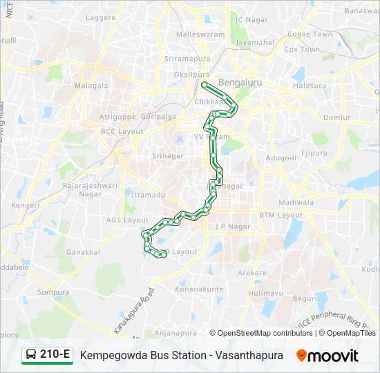 210-E Bus Line Map