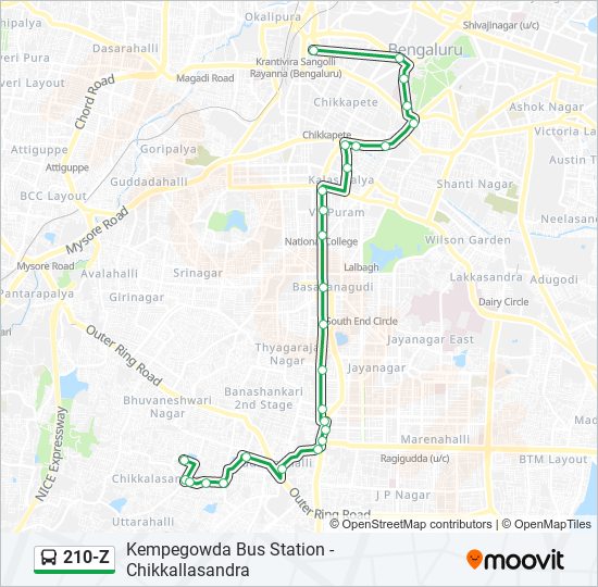 210-Z bus Line Map