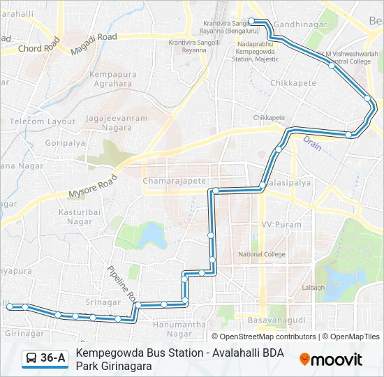 36-A Bus Line Map