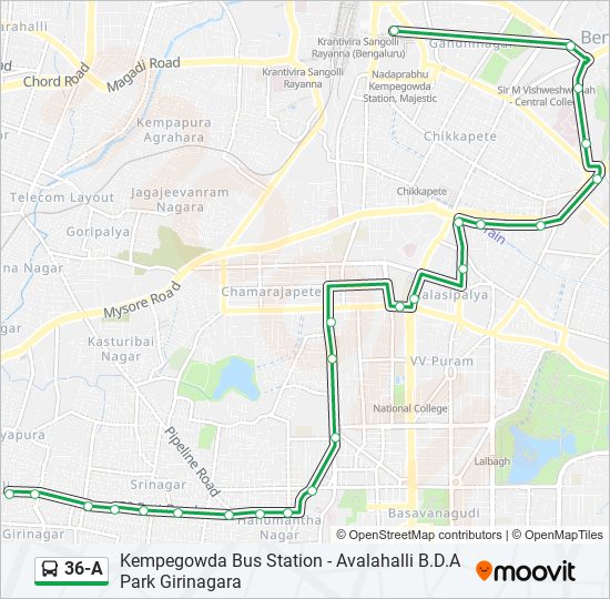 36-A bus Line Map