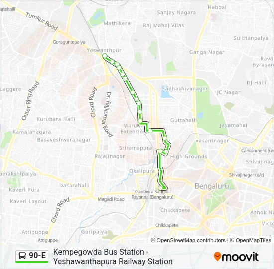 90-E Bus Line Map