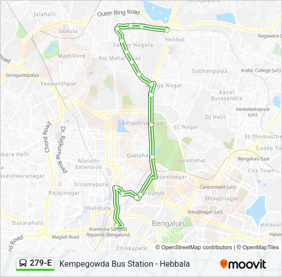 279-E Bus Line Map