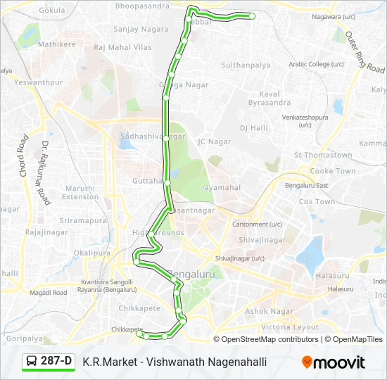 287-D Bus Line Map