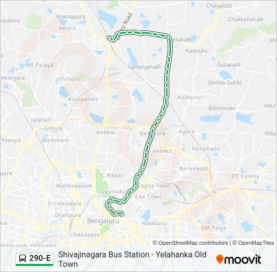 290-E Bus Line Map