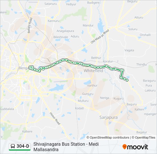 304-D Bus Line Map