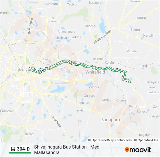 304-D Bus Line Map