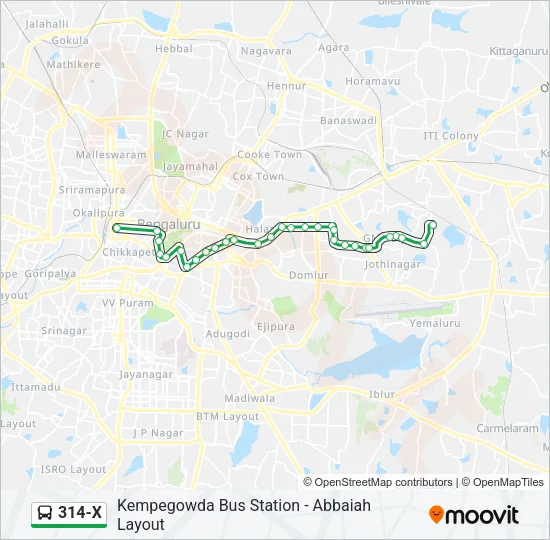 314-X Bus Line Map