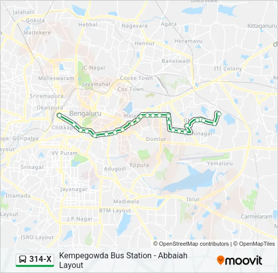 314-X Bus Line Map