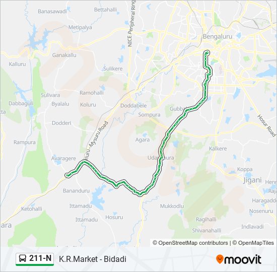 211-N bus Line Map