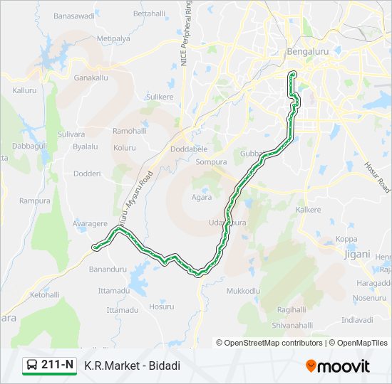 211-N Bus Line Map