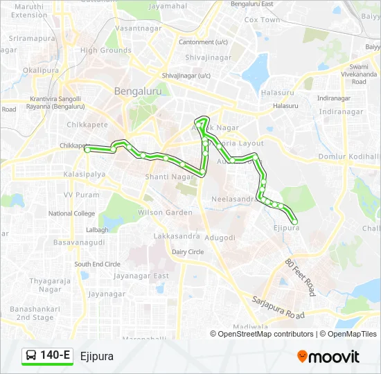 140-E Bus Line Map