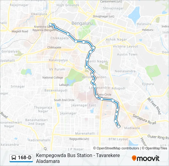 168-D Bus Line Map