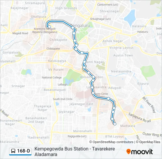 168-D Bus Line Map