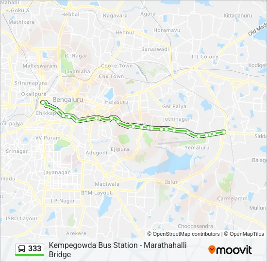333 Bus Line Map